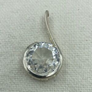 Elegant Sterling Silver Pendant with Large Clear Gemstone